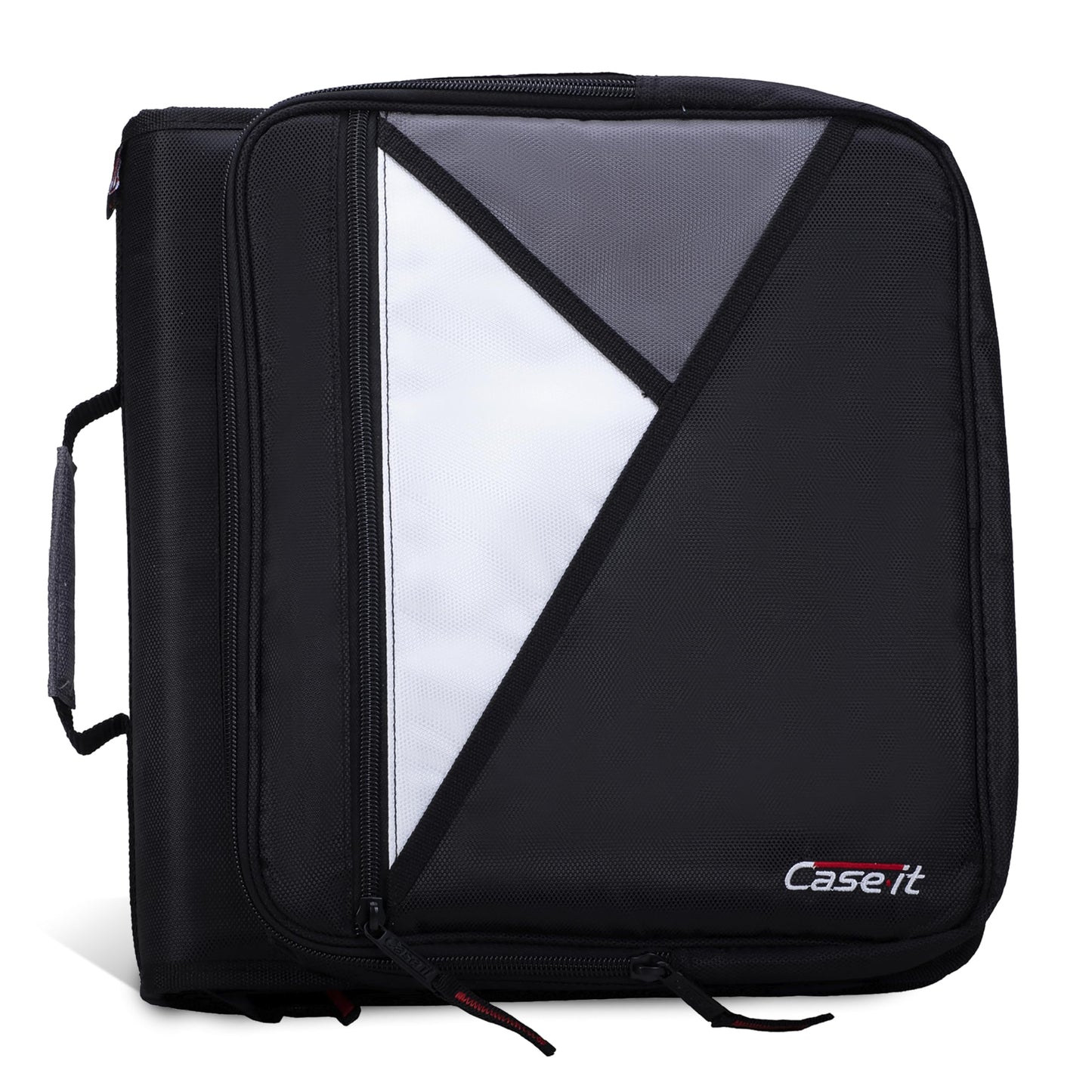 Case-It 2 Inch 3 D-Ring Zipper Binder with Padded Laptop Case Workstation, Shoulder Strap, LT-117, Black