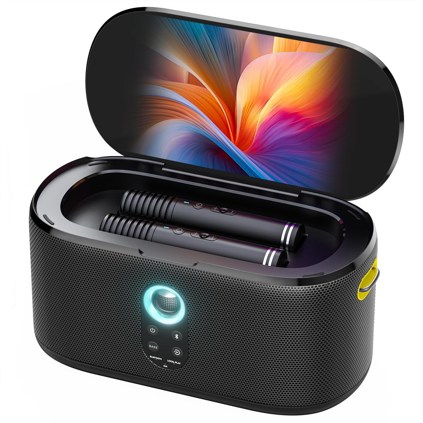 Ikarao Portable Karaoke Machine for Adults, Built-in Lyrics Display and Screen, 2 Self-Charging Wireless Microphones, Karaoke App, 140W Speaker, Connects to TV for Home Party Birthday Outdoor Camping