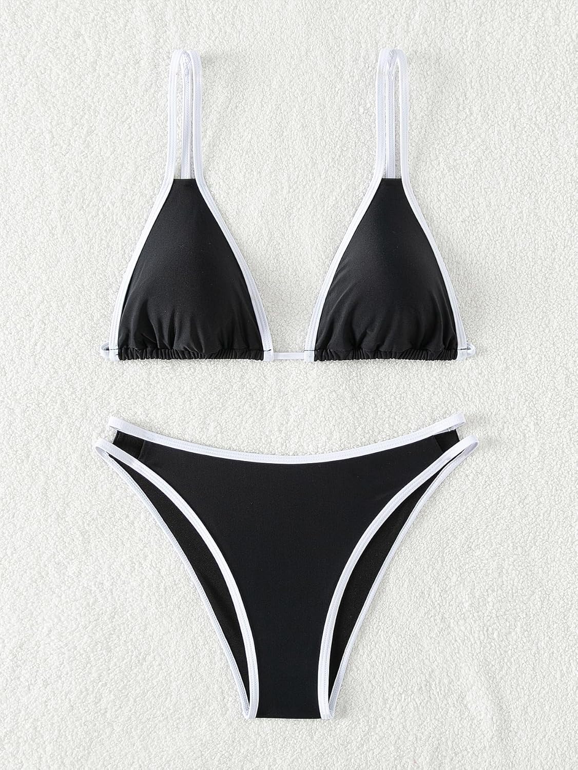Limeeke Women's Sexy Bikini Sets Color Block Two Piece Swimsuit Triangle Top Spaghetti Strap Bathing Suit