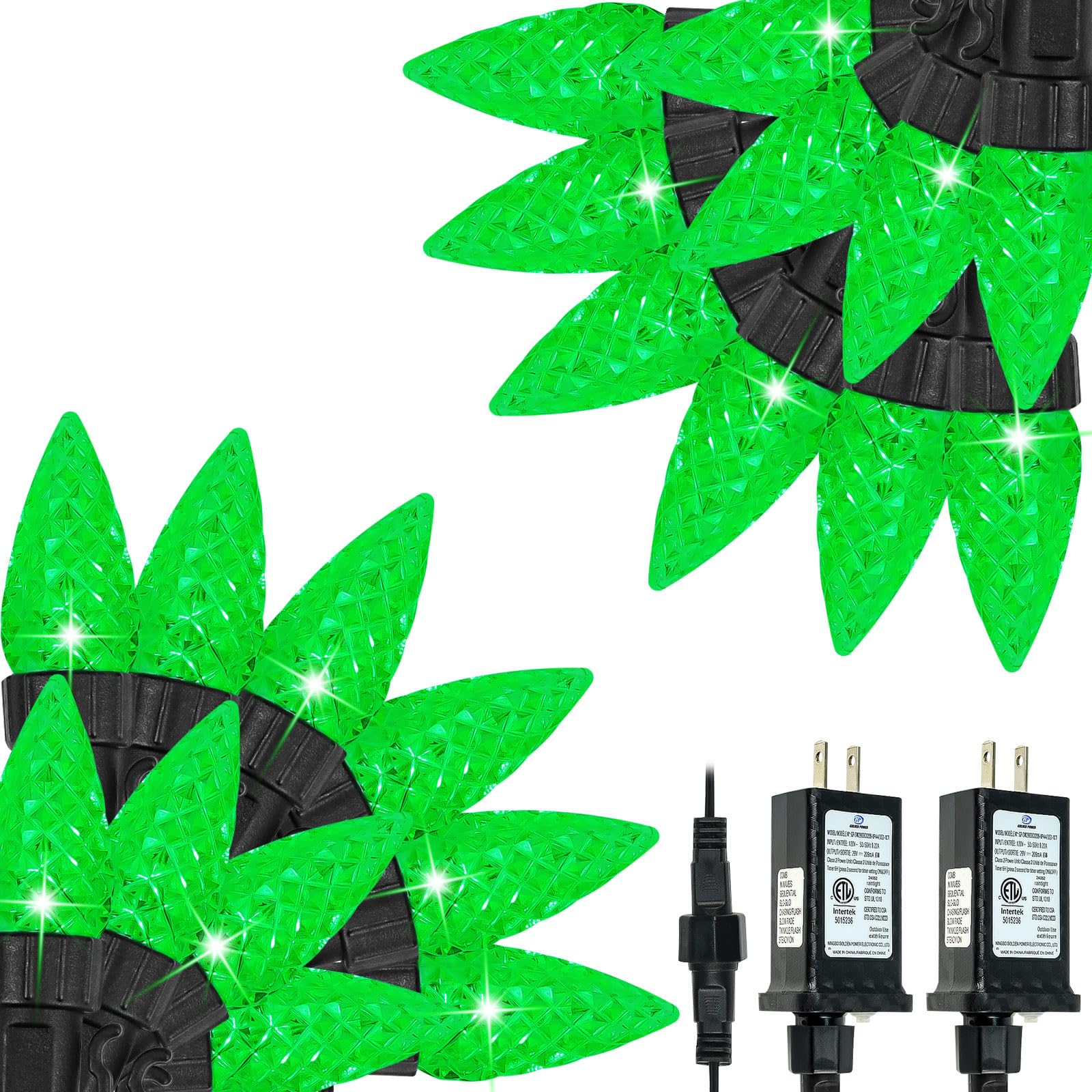 2 Pack C6 Christmas Lights Outdoor Indoor, Total 200 LED 66 FT Connectable Christmas String Lights with Timer & 13 Modes, Waterproof Twinkle Light for Xmas Tree Party Wedding Decorations (Multicolor)