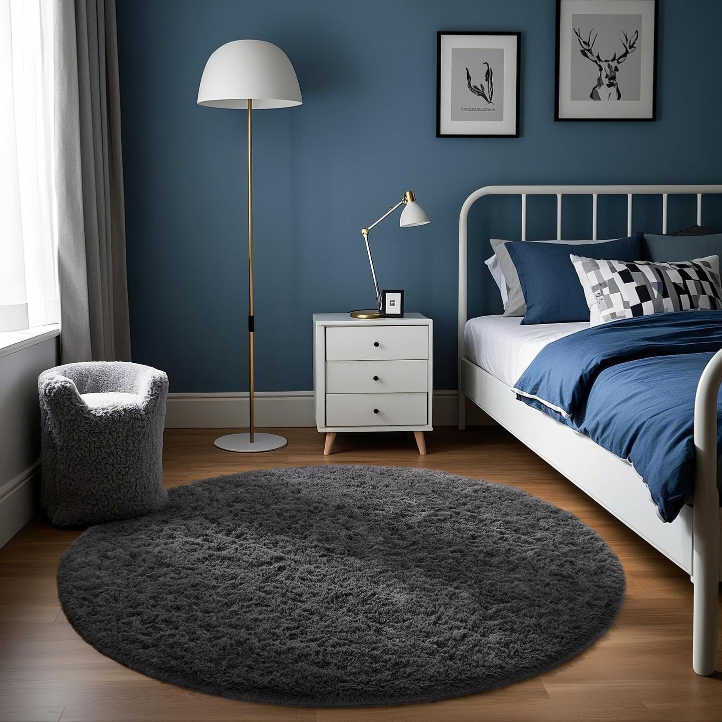 Ophanie Area Rugs for Bedroom Living Room, Grey Fluffy Fuzzy Shag Shaggy Soft Plush Carpet, 4x6 Indoor Floor Gray Rug for Kids Home Dorm Decor Aesthetic