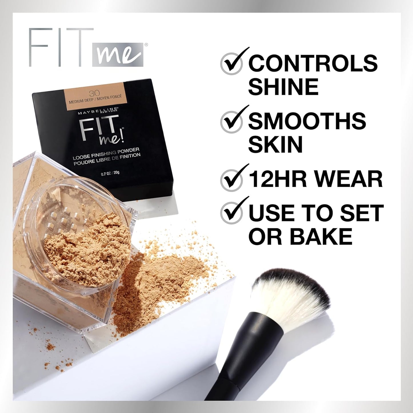 Maybelline Fit Me Loose Setting Powder, Face Powder and Finishing Makeup, Fair Light, 1 Count