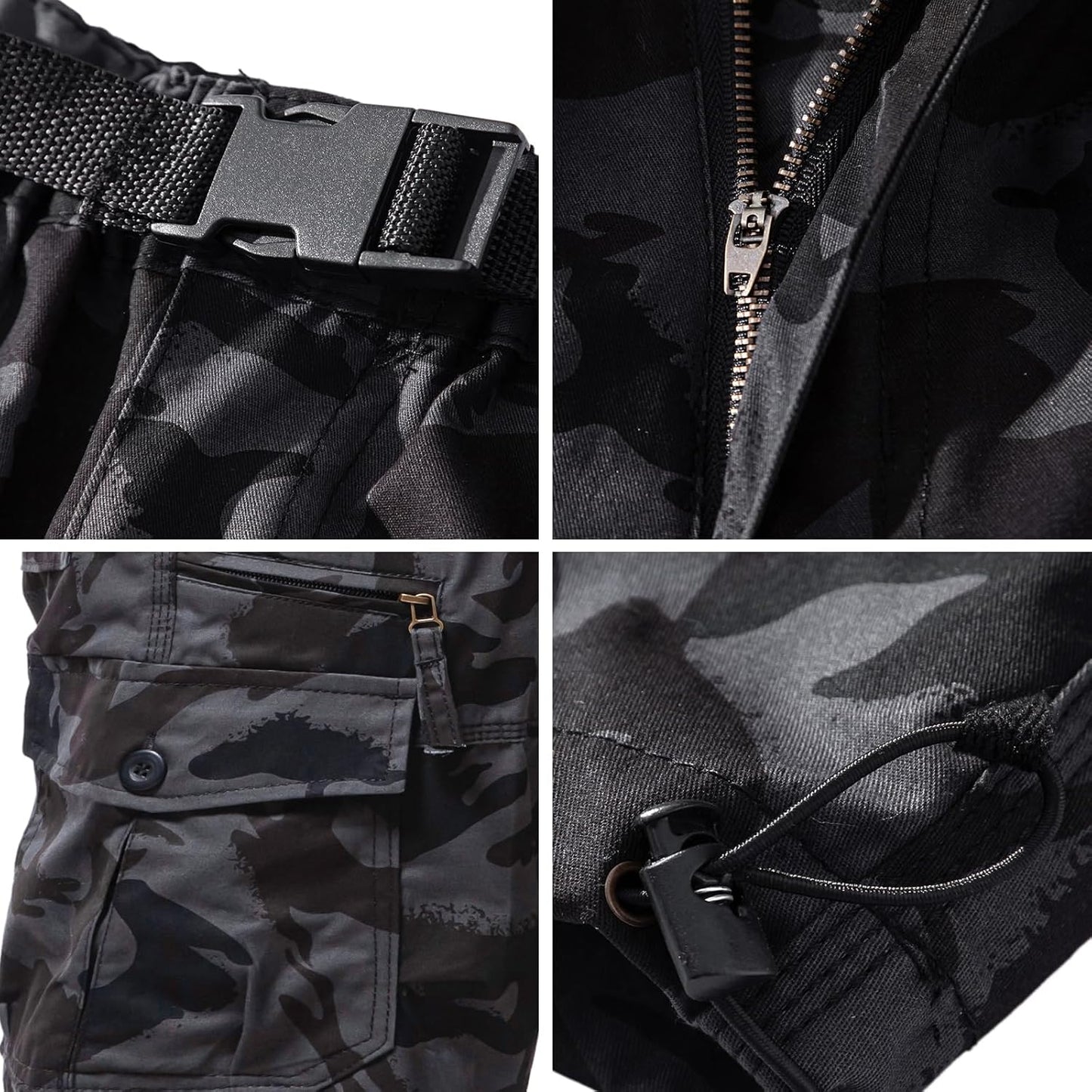 Mylldey Men's Cargo Shorts 3/4 Relaxed Fit Mens Running Shorts 7 Pockets Elastic Waist Cotton Hiking Shorts