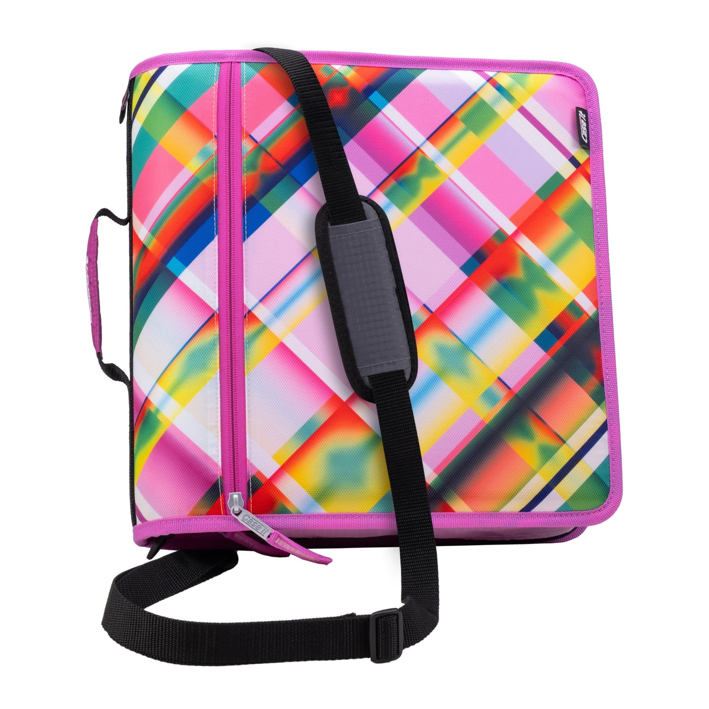 Case-it Mighty Zip Tab School Zipper Binder | 3-Inch O-Rings, 600-Sheet Capacity, 5-Subject Expanding File Folder, Multiple Pockets & Storage Organizer, Shoulder Strap | D-146 Fun Flowers