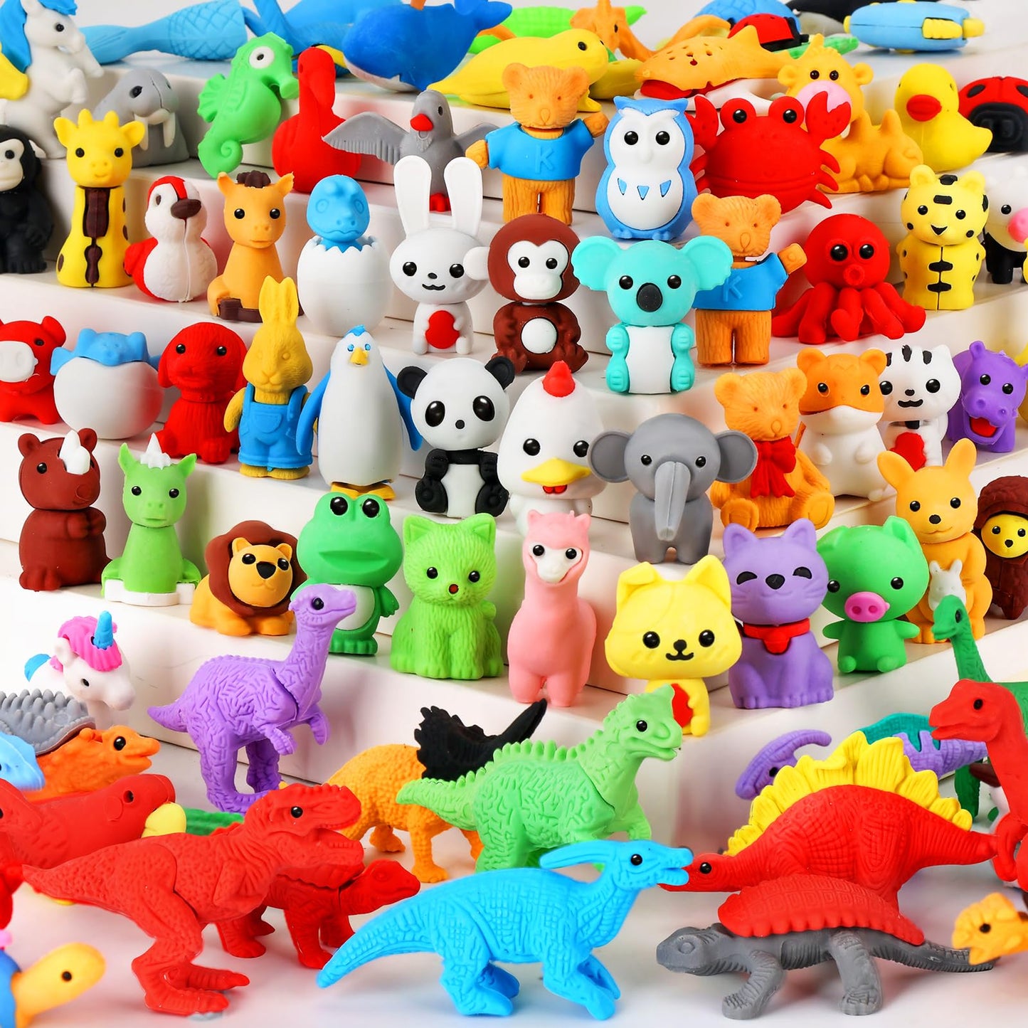 60Pcs Animal Erasers Desk Pets for Kids Animal Pencil Erasers Bulk Puzzle Eraser Toys Gifts for Classroom Prizes,Game Reward,Treasure Box,Easter Egg Fillers,Goodie Bag Stuffers,Party Favors