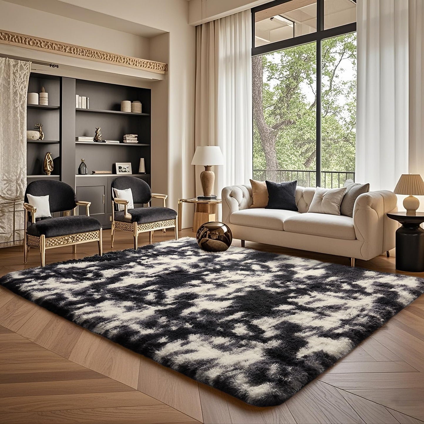 Ophanie Area Rugs for Bedroom Living Room, Grey Fluffy Fuzzy Shag Shaggy Soft Plush Carpet, 4x6 Indoor Floor Gray Rug for Kids Home Dorm Decor Aesthetic