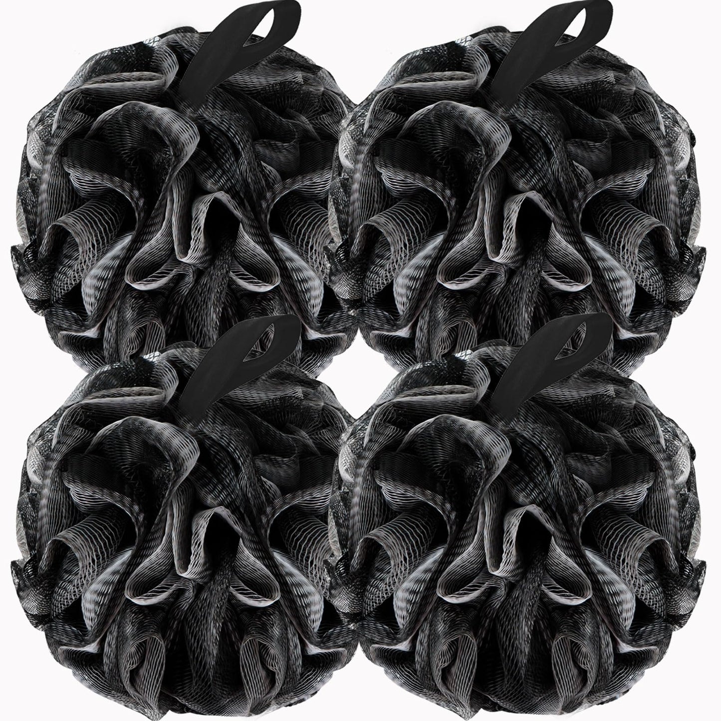 Bath Loofah Shower Sponge Body Back Scrubber Soft Mesh Shower Puffs Exfoliating Loofa for Women & Men Bath Accessories Cleaning Tool (Pack of 4 60G Loofah, Dark Elf)