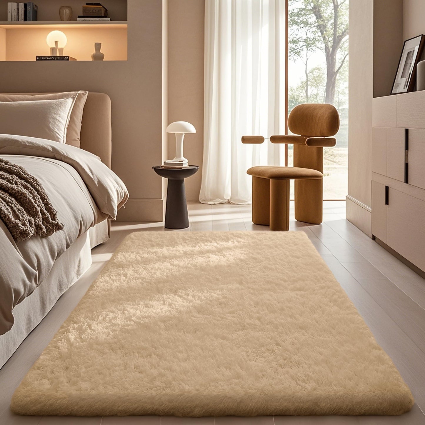 Ophanie Area Rugs for Bedroom Living Room, Grey Fluffy Fuzzy Shag Shaggy Soft Plush Carpet, 4x6 Indoor Floor Gray Rug for Kids Home Dorm Decor Aesthetic
