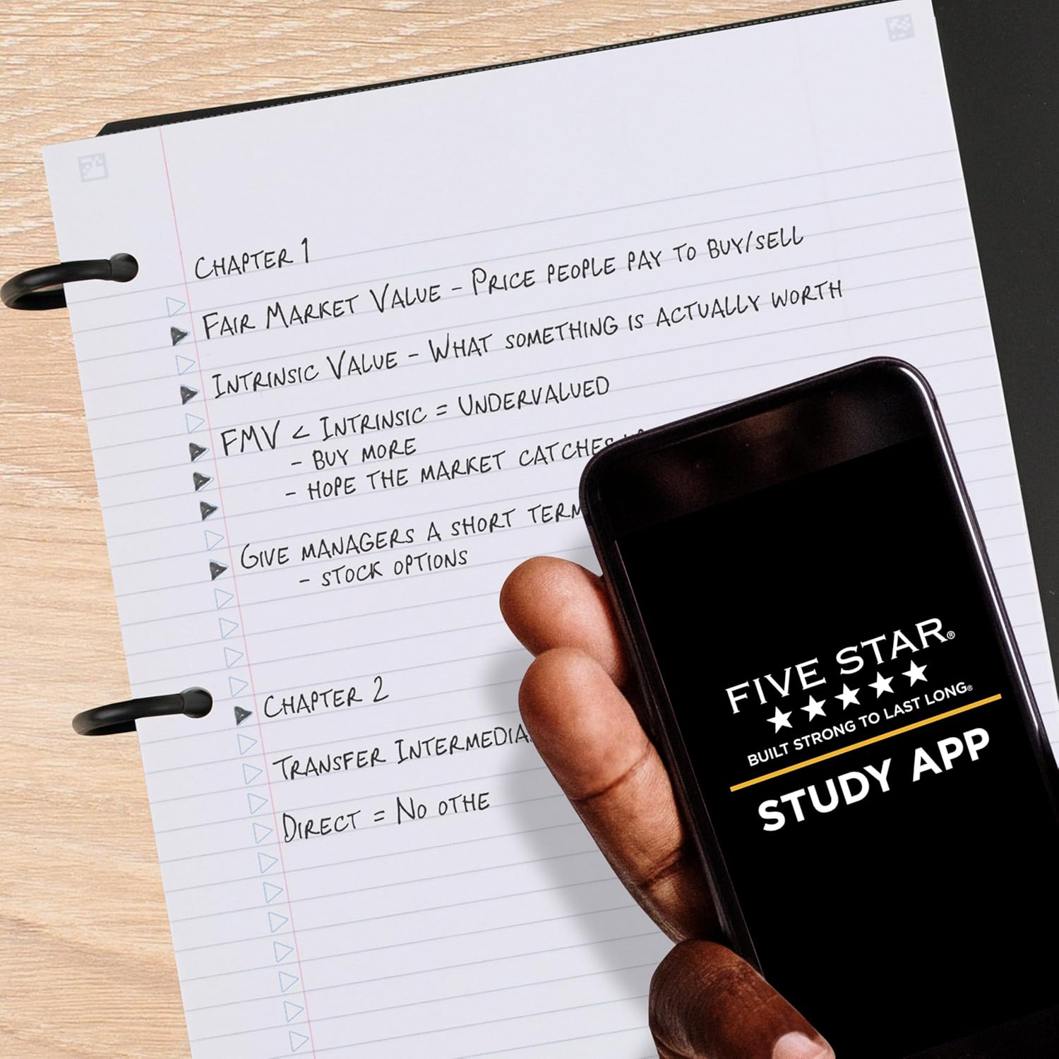 Five Star Flex Refillable Notebook + Study App, College Ruled Paper and 1 Inch TechLock Ring Binder with Pockets, Tabs and Dividers, 200 Sheet Capacity, Black (29328AA2)