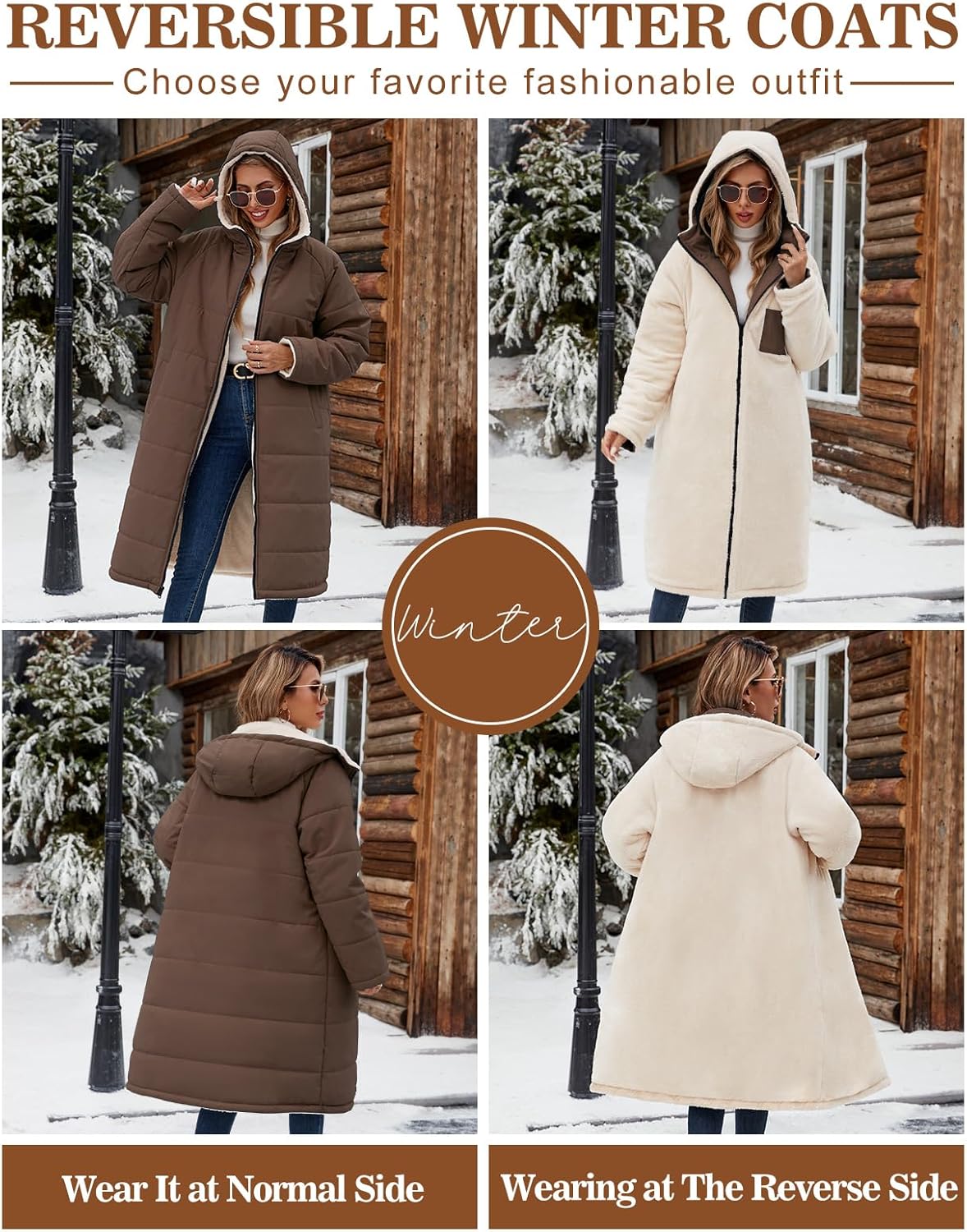 Women Winter Coats Fleece Long Coats Jackets Oversized Warm Down Jacket with Hood