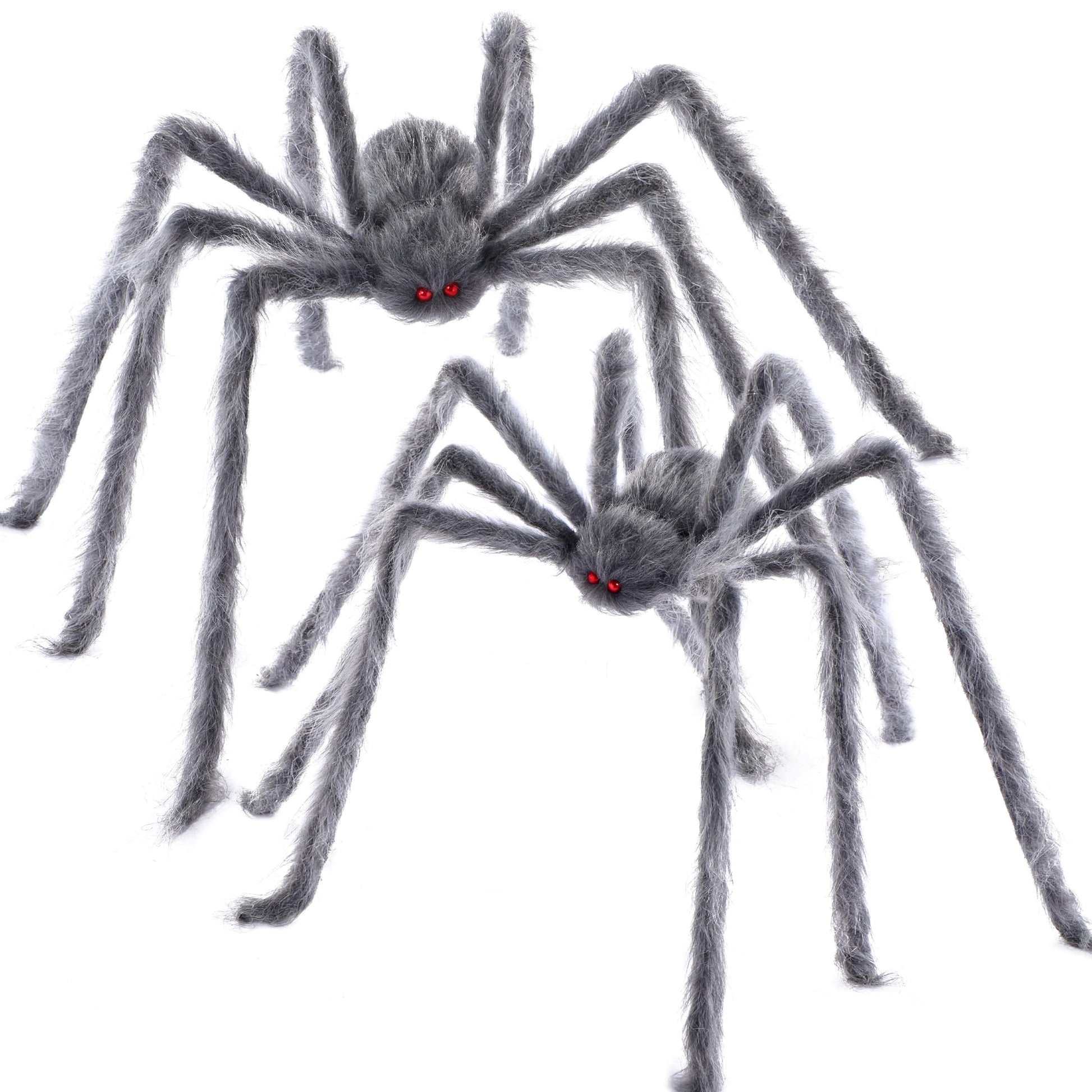 JOYIN 2 Pack 5 Ft Halloween Outdoor Decorations Hairy Black Spider, Scary Giant Spider, Fake Large Haunted House Props, Halloween Yard Lawn Decorations Party Indoor Decor