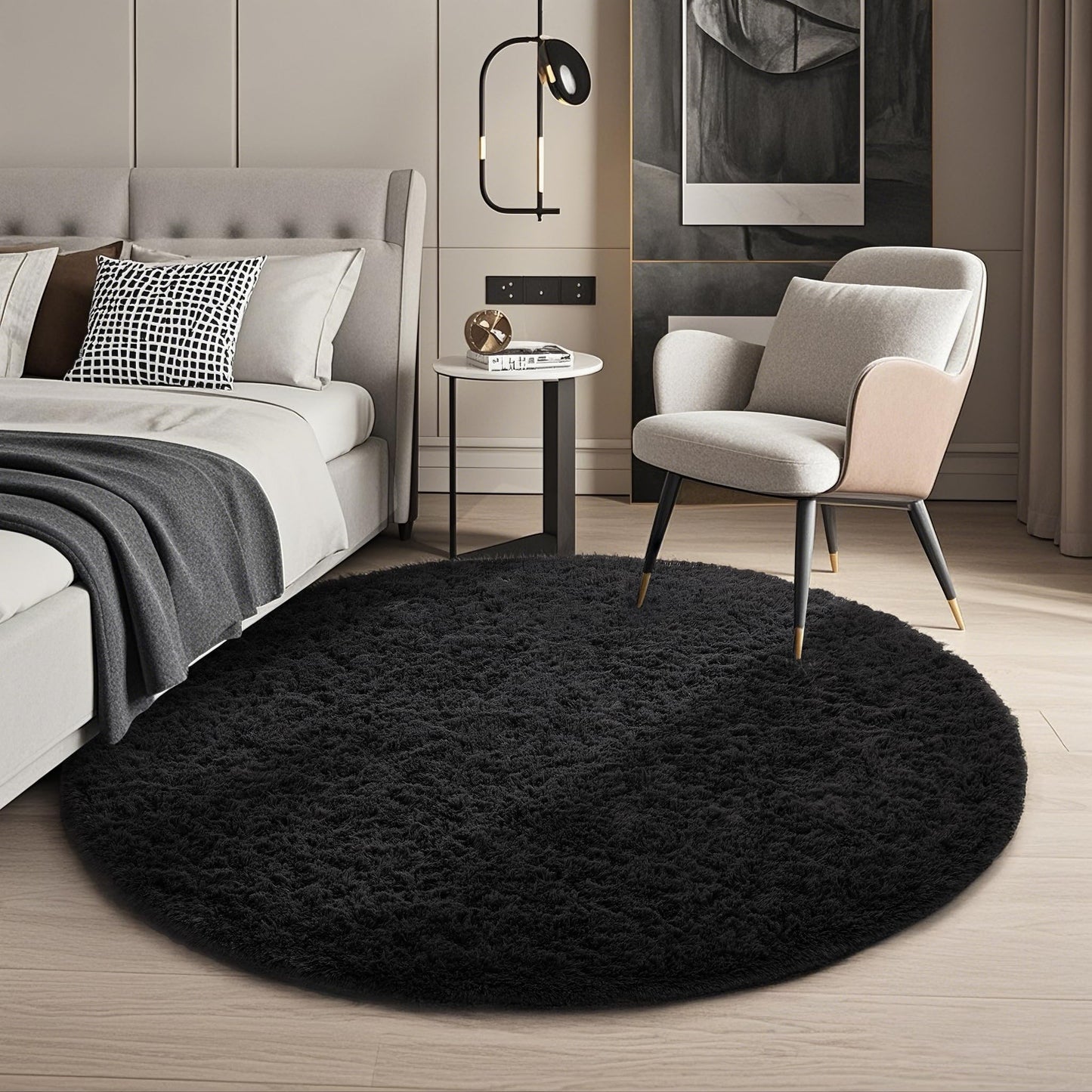 Ophanie Area Rugs for Bedroom Living Room, Grey Fluffy Fuzzy Shag Shaggy Soft Plush Carpet, 4x6 Indoor Floor Gray Rug for Kids Home Dorm Decor Aesthetic