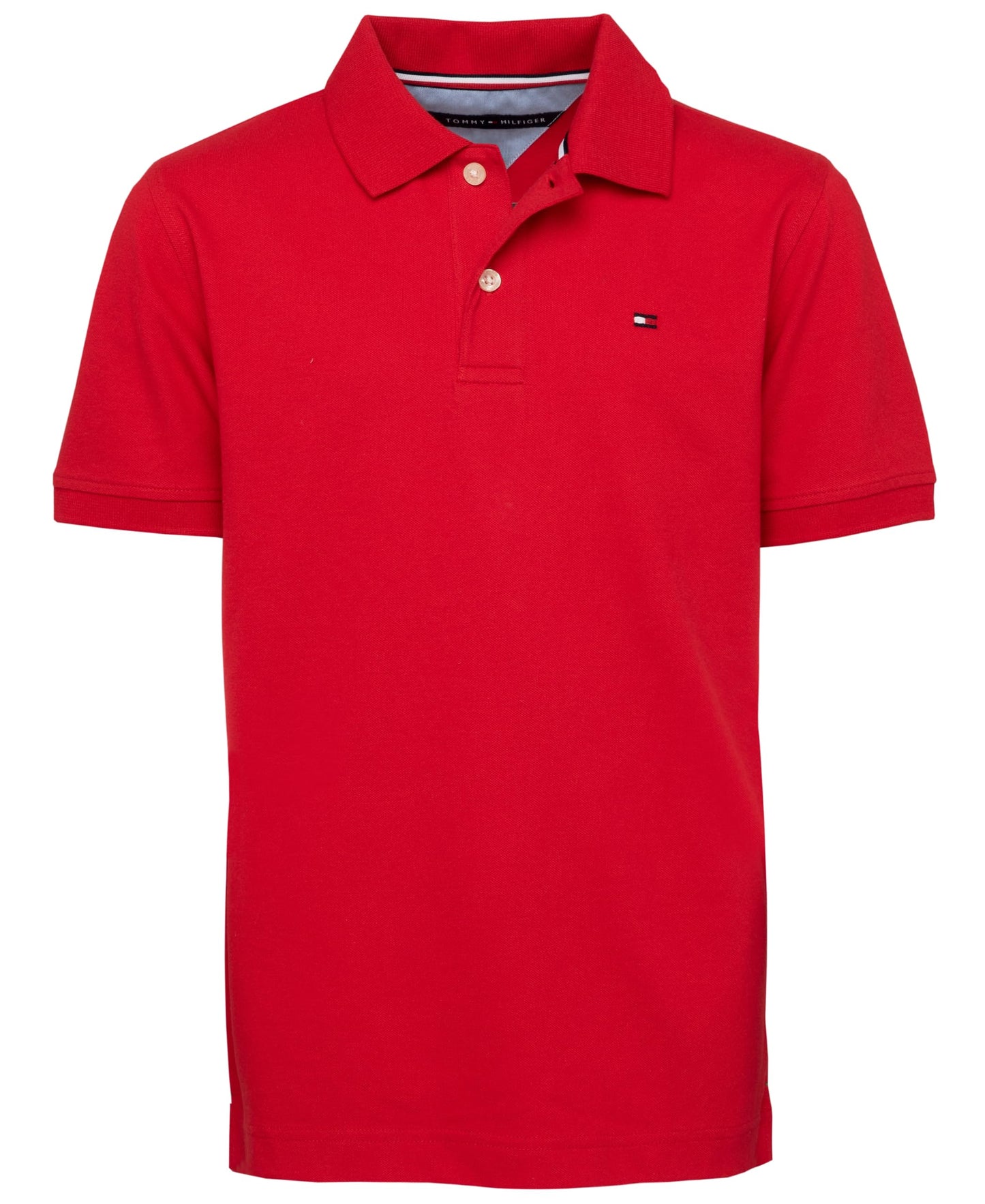 Tommy Hilfiger Boys' Short Sleeve Premium Pique Polo Shirt, Button Closure, Soft & Comfortable
