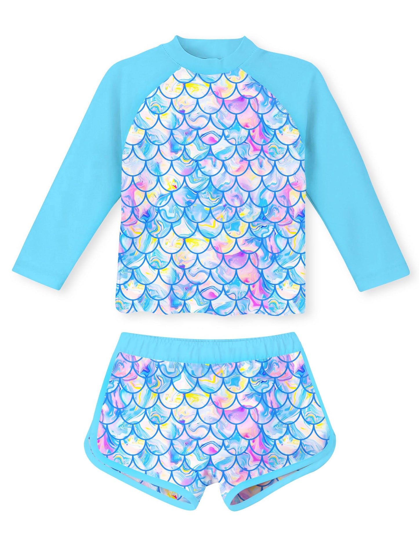 Vogseek Girls Rash Guard Two Pieces Swimsuit Long Sleeve Bathing Suit for 3-10 Years