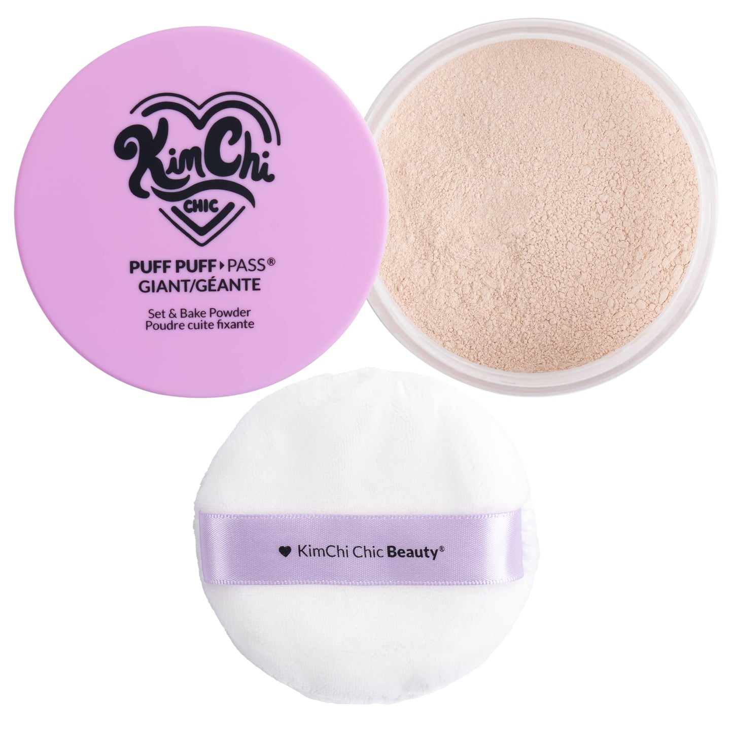 Kimchi Chic Beauty Puff Puff Pass Set and Bake Setting Powder for Makeup, Extra Fluffy Loose Face Powder Poof, Soft Natural Face Makeup for Uneven Skin Tone, 02 Banana