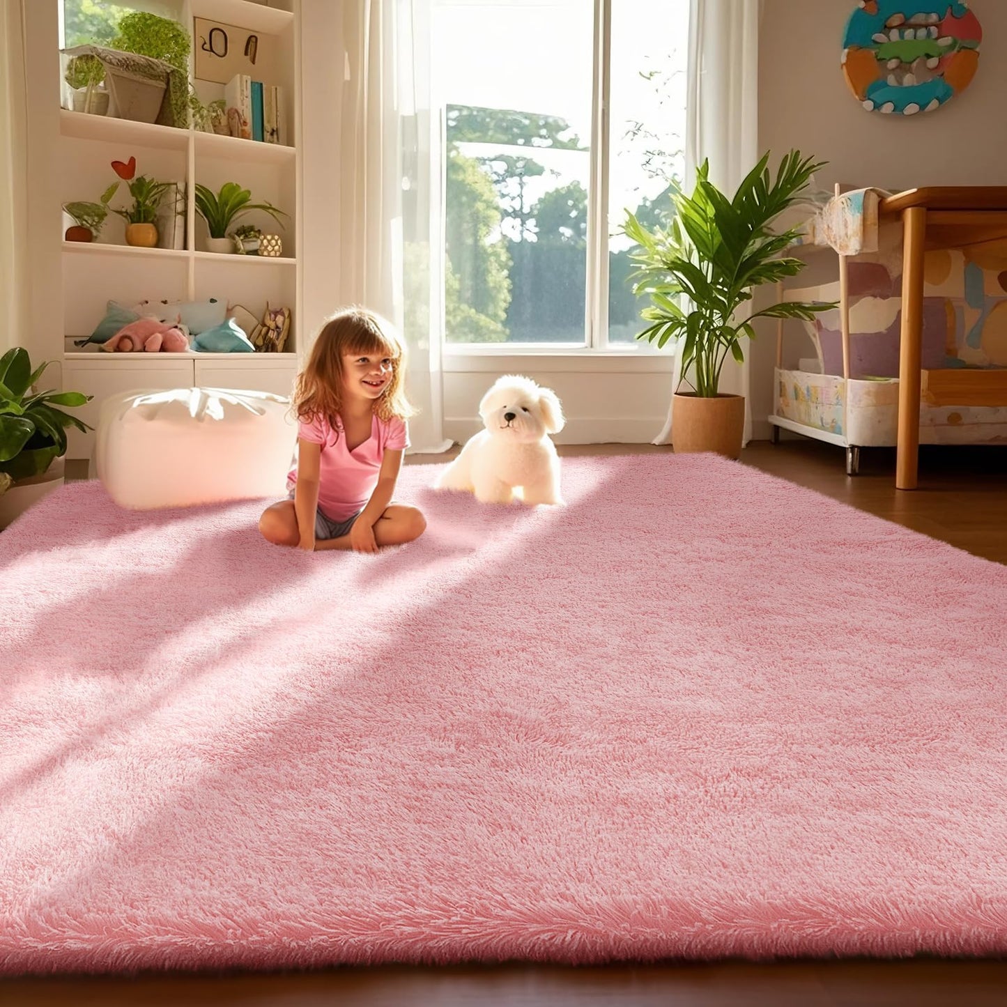Ophanie Area Rugs for Bedroom Living Room, Grey Fluffy Fuzzy Shag Shaggy Soft Plush Carpet, 4x6 Indoor Floor Gray Rug for Kids Home Dorm Decor Aesthetic