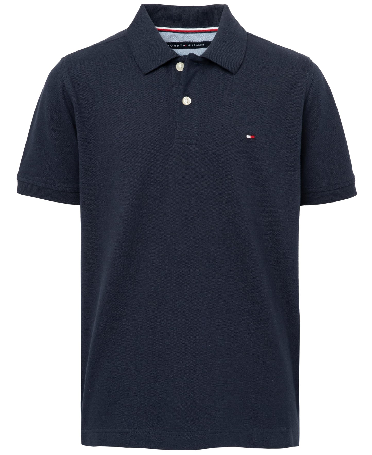 Tommy Hilfiger Boys' Short Sleeve Premium Pique Polo Shirt, Button Closure, Soft & Comfortable