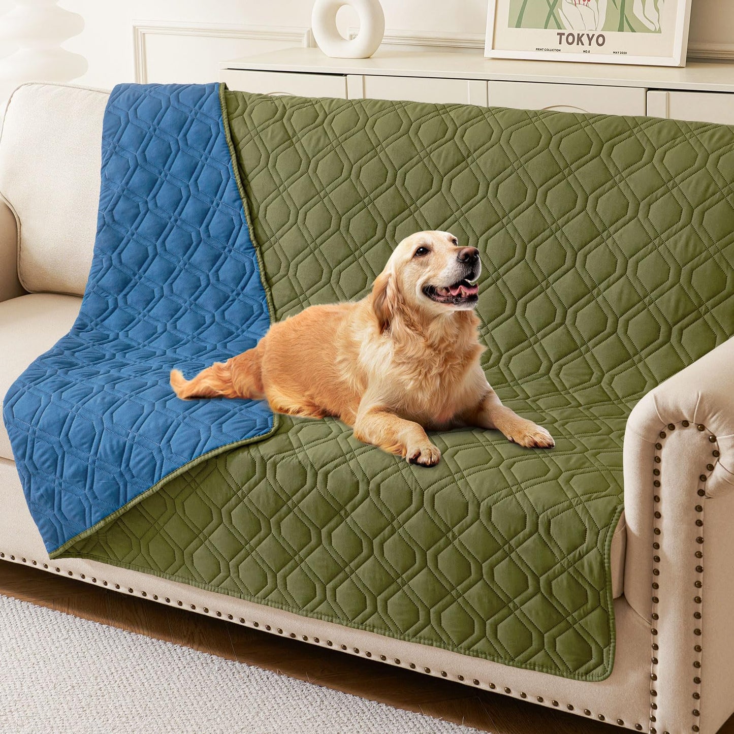 hyha Waterproof Dog Bed Blanket, Soft Pet Blankets, Waterproof Couch Cover for Dogs, Reversible Sofa Covers Washable for Furniture (30x70 Inch, Grey/Dark Grey)