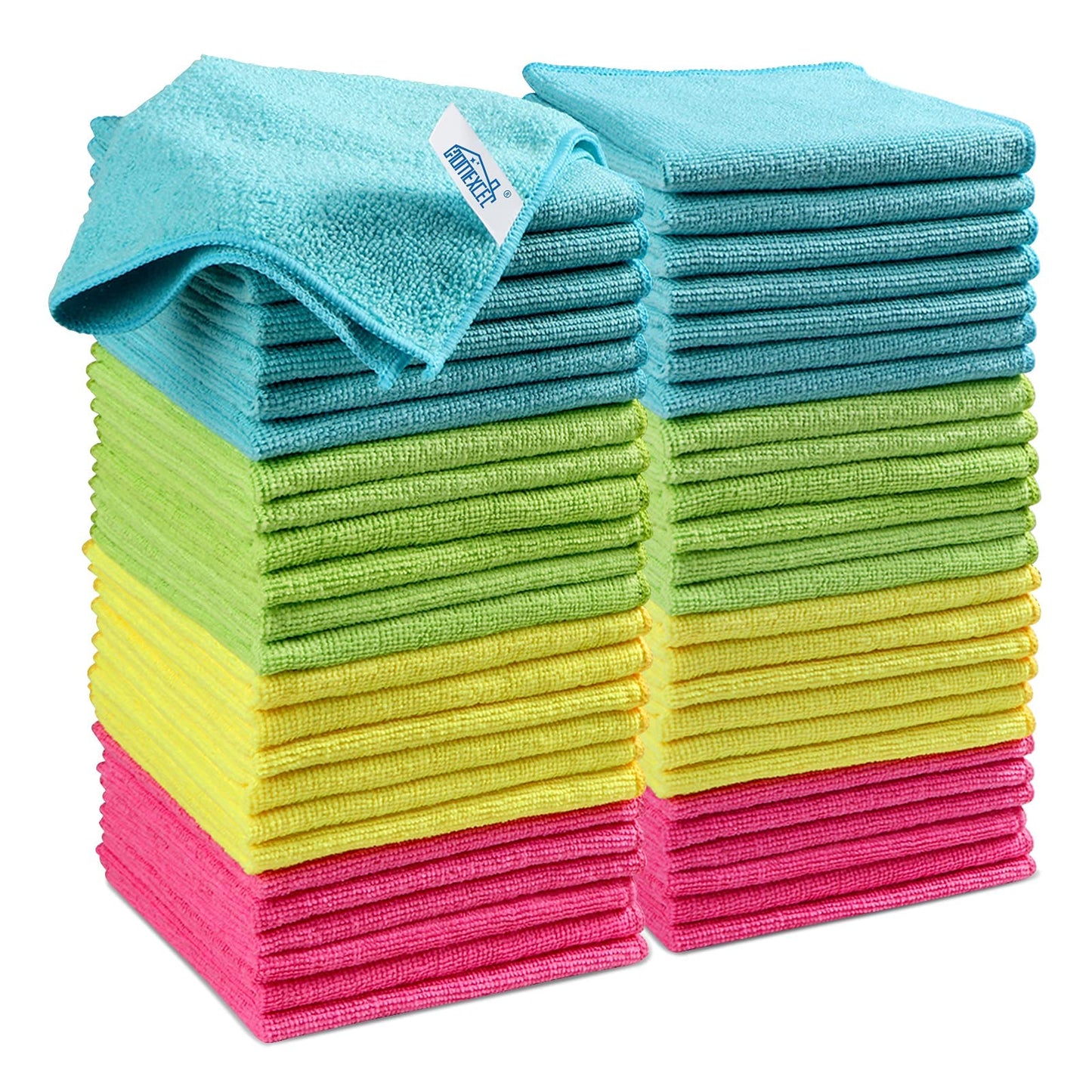 HOMEXCEL Microfiber Cleaning Cloth, Kitchen Towels 12 Pack, Lint Free, Scratch-Free, Highly Absorbent, Reusable Dish Towels for Kitchen and Household