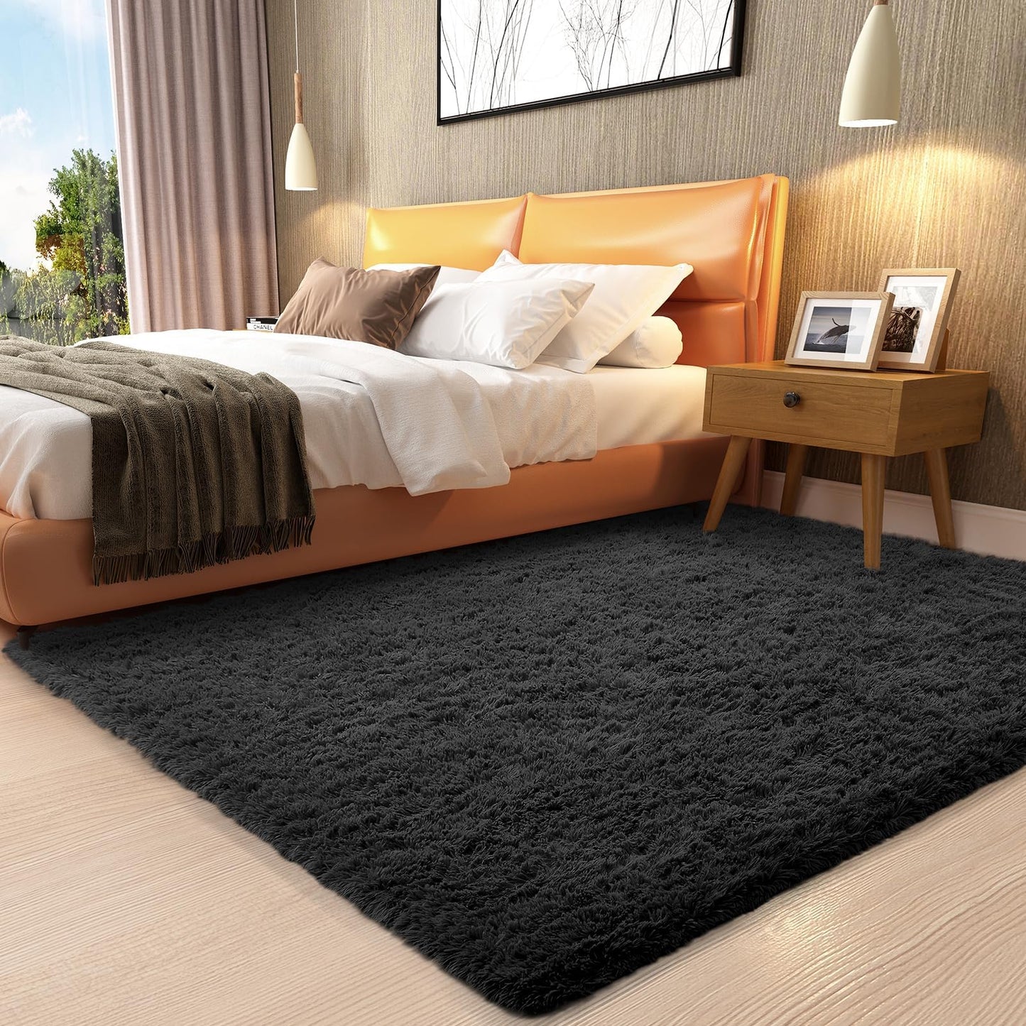 Ophanie Area Rugs for Bedroom Living Room, Grey Fluffy Fuzzy Shag Shaggy Soft Plush Carpet, 4x6 Indoor Floor Gray Rug for Kids Home Dorm Decor Aesthetic
