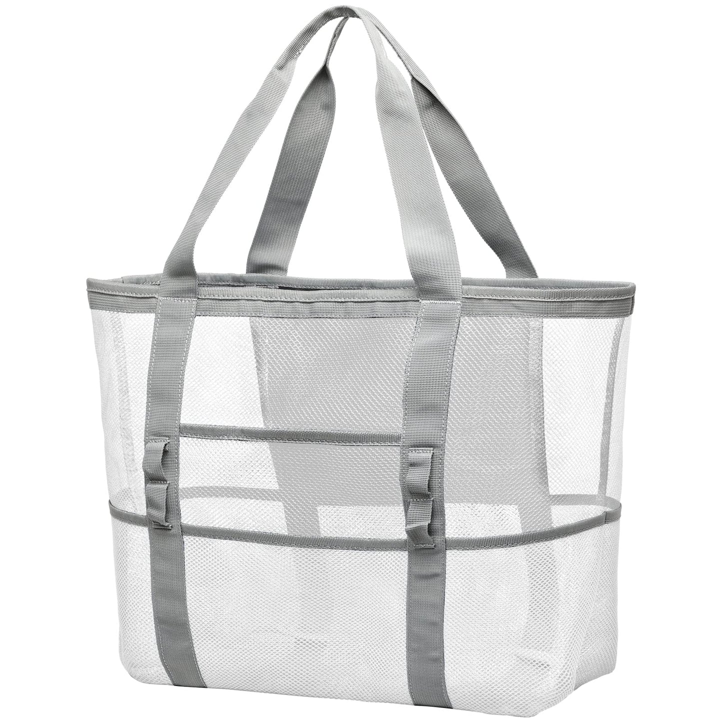 F-color Mesh Beach Bag Family - 9 Pockets Large Beach Tote for Cruise Vacation Essentials