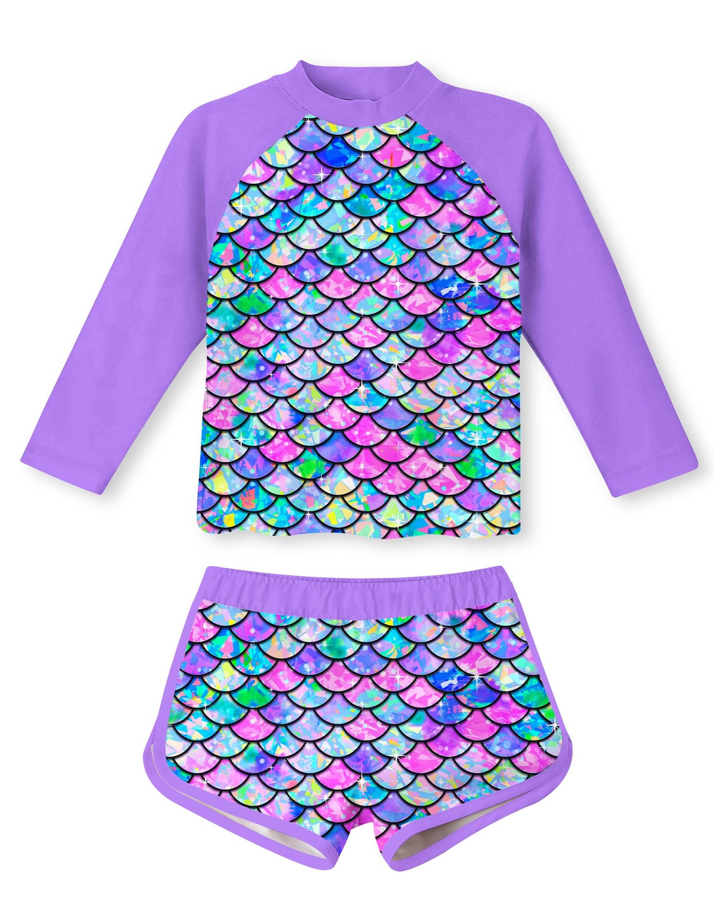 Vogseek Girls Rash Guard Two Pieces Swimsuit Long Sleeve Bathing Suit for 3-10 Years