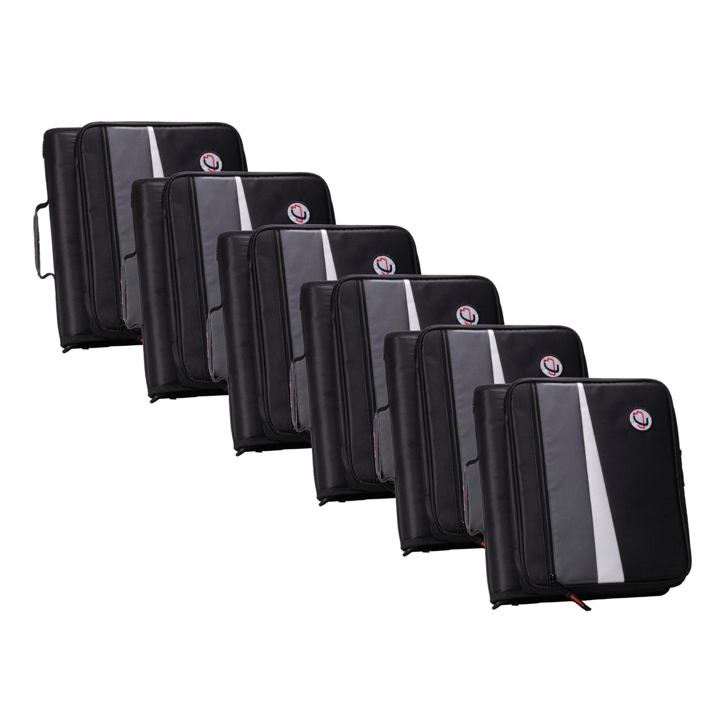 Case-It 2 Inch 3 D-Ring Zipper Binder with Padded Laptop Case Workstation, Shoulder Strap, LT-117, Black