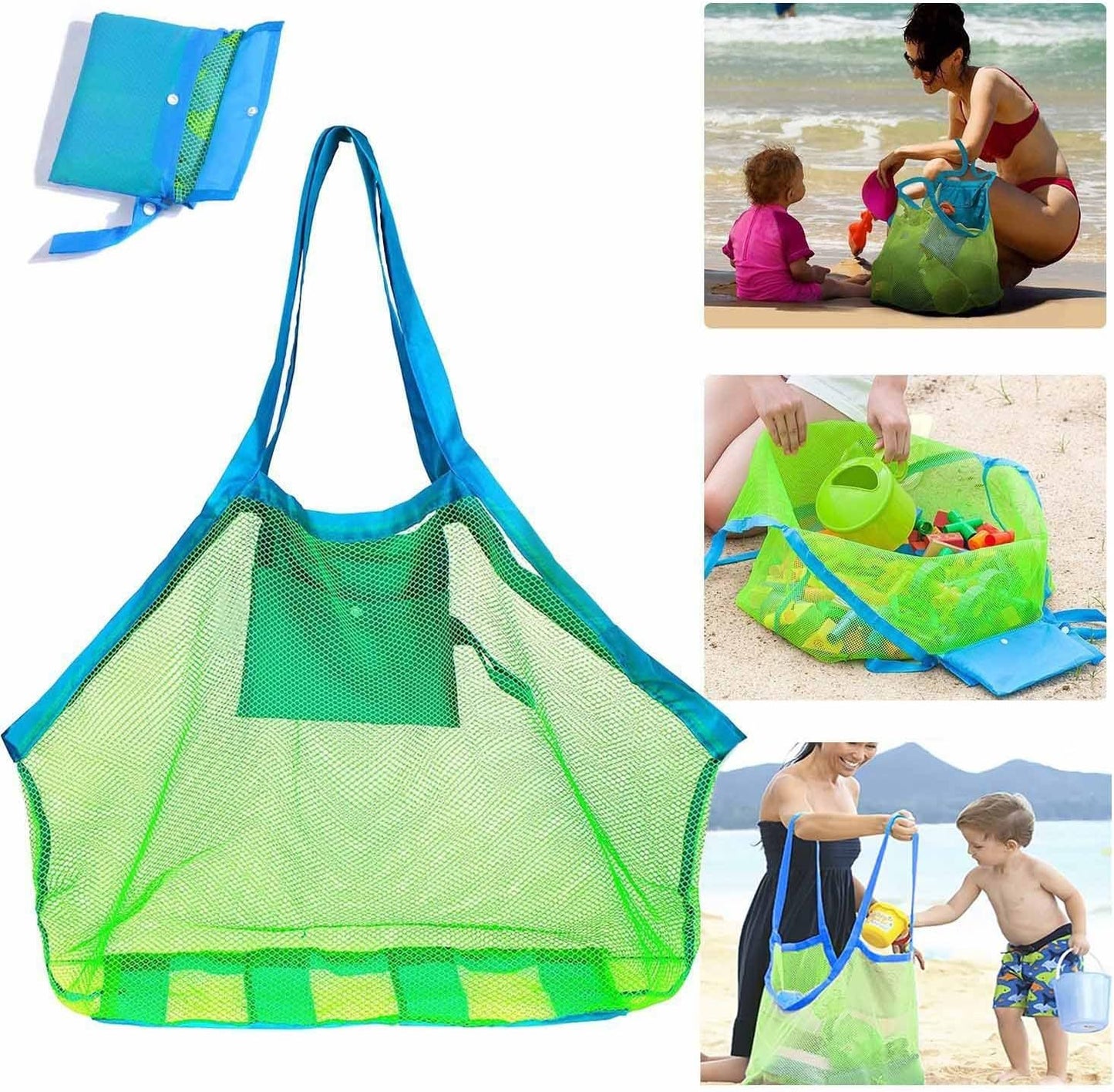 SupMLC Mesh Extra Large Beach Bags and Totes - Holds Toys, Towels, Sand Away - For Children's Toys, Market, Grocery, Picnic