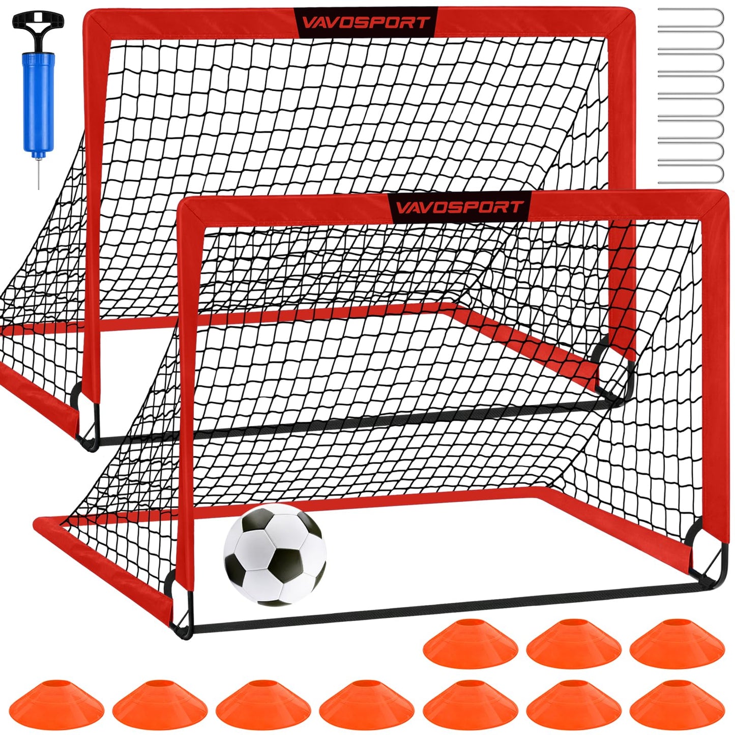 Kids Soccer Goals for Backyard Set - 2 of 4' x 3' Portable Soccer Goal Training Equipment, Pop Up Toddler Soccer Net with Soccer Ball, Soccer Set for Kids and Youth Games, Sports