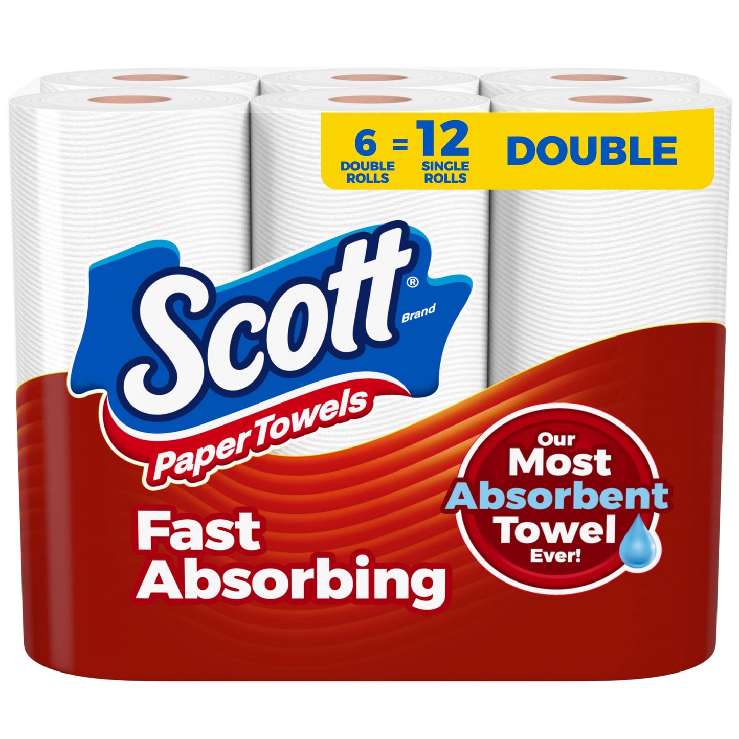 Scott Paper Towels, Choose-A-Sheet, 6 Double Rolls = 12 Regular Rolls (108 Sheets Per Roll)