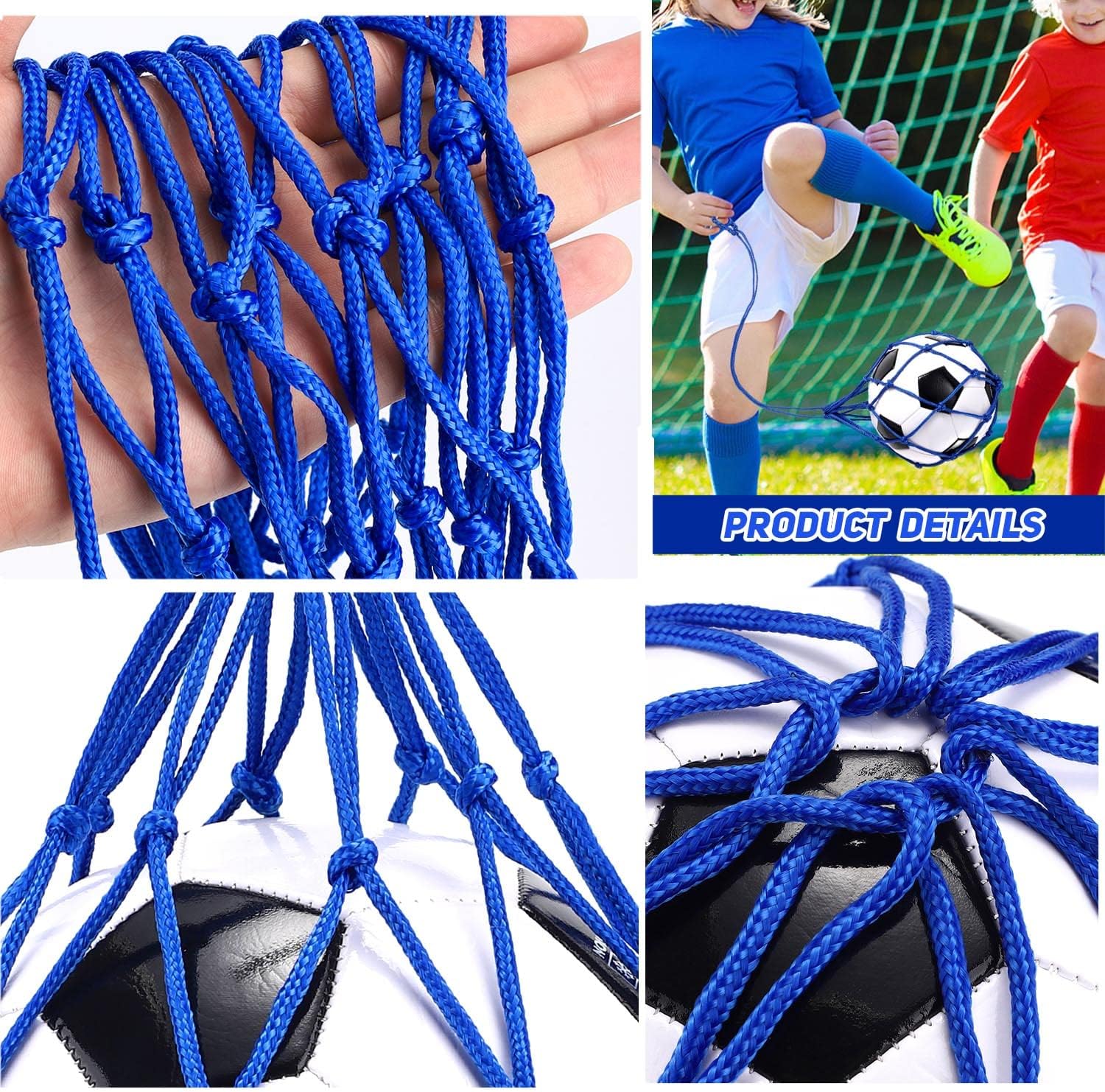 TOBWOLF 2PCS Football Kick Trainer, Soccer Return Trainer Net Fits Ball Size 3, 4, 5, Hands-Free Football Kick Throw Solo Practice Training Aid, Adjustable Waist Belt Soccer Ball Trainer Net