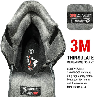 NORTIV 8 Men's Insulated Waterproof Winter Snow Boots Warm Outdoor Boots for Cold Weather
