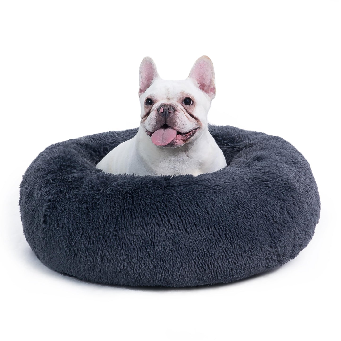 Bedsure Calming Dog Bed for Small Dogs - Donut Washable Small Pet Bed, 23 inches Anti-Slip Round Fluffy Plush Faux Fur Large Cat Bed, Fits up to 25 lbs Pets, Camel