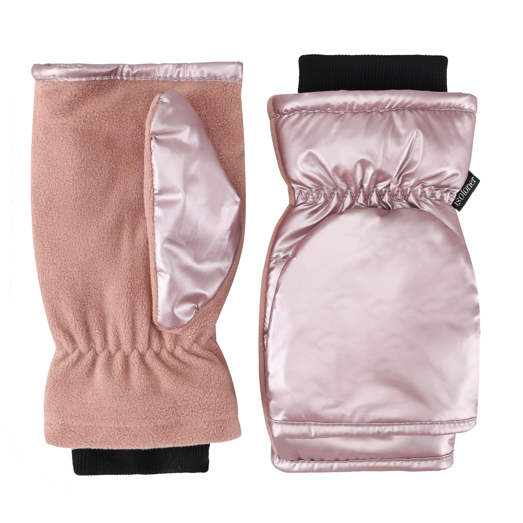 isotoner womens Water Repellent Touchscreen Iridescent Sleekheat Gloves and Flip Top Mittens
