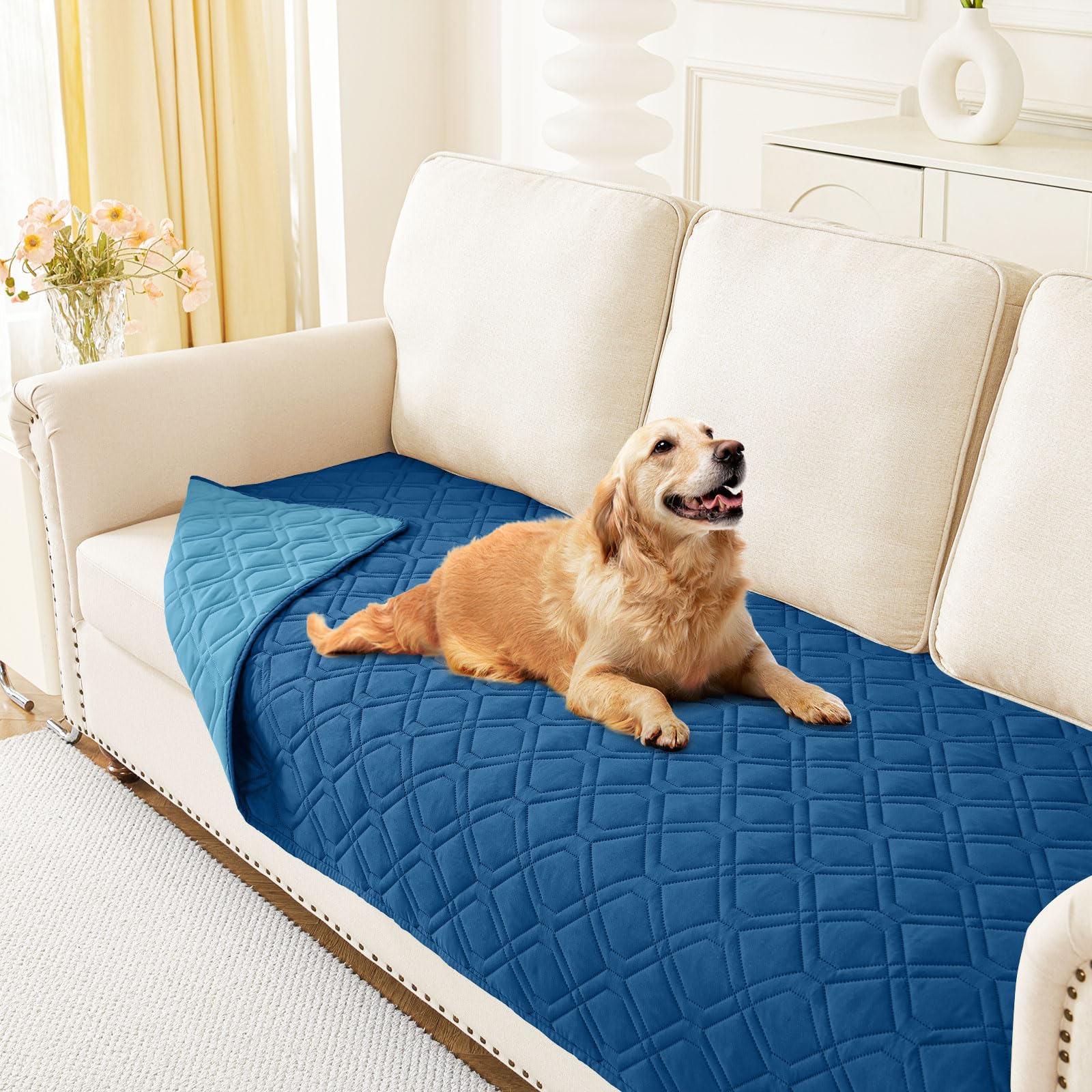 hyha Waterproof Dog Bed Blanket, Soft Pet Blankets, Waterproof Couch Cover for Dogs, Reversible Sofa Covers Washable for Furniture (30x70 Inch, Grey/Dark Grey)