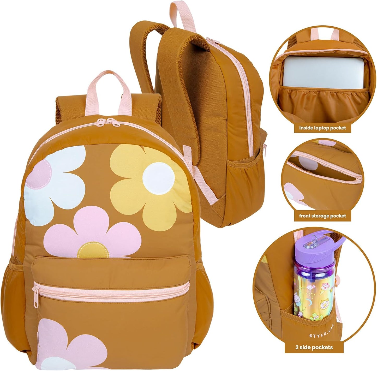 Fashion Angels Style.Lab Backpack for Kids, Travel Bookbag with Cute Puffer Detail & Daisy Design, Ideal for Girls & Boys in School