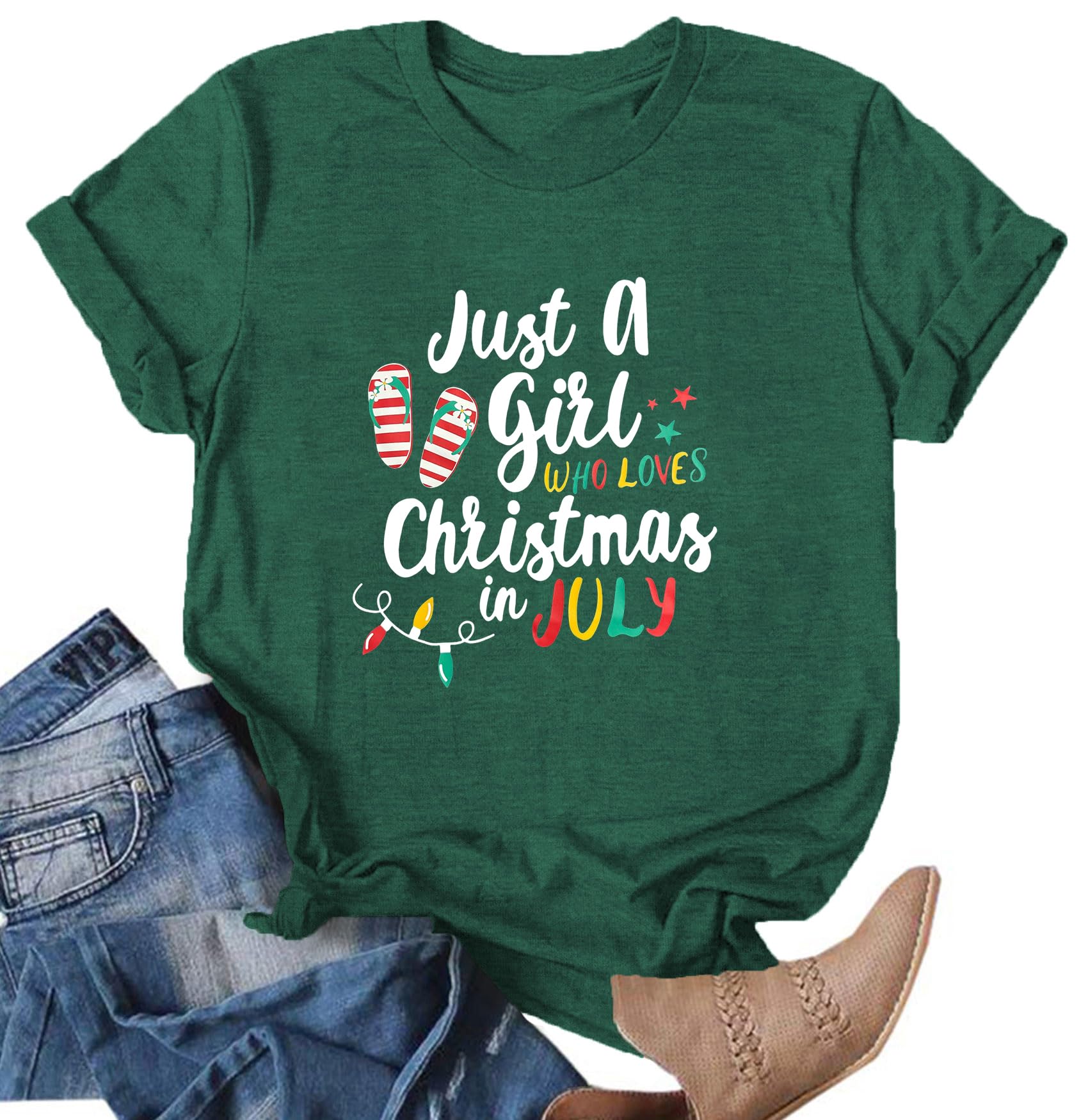 Christmas Shirts for Women:Merry Christmas T-Shirt Xmas Tree Casual Short Sleeve Tee Tops