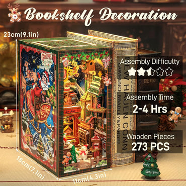 CUTEBEE Christmas Book Nook Kit - DIY Miniature House Dollhouse Kit for Adults, Teens, Booknook Tiny House Bookshelf Decor 3D Wooden Puzzle, Gifts for Family, Friends (Christmas Wish Store)