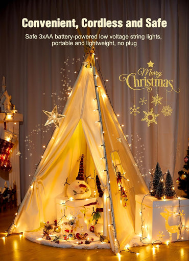 Battery Operated Christmas String Lights, 8ft 20 LED Mini Lights with Timer, Christmas Tree Lights for Indoor Outdoor Bedroom Wedding Party Holiday Xmas Decoration,Warm White(4 Pack)