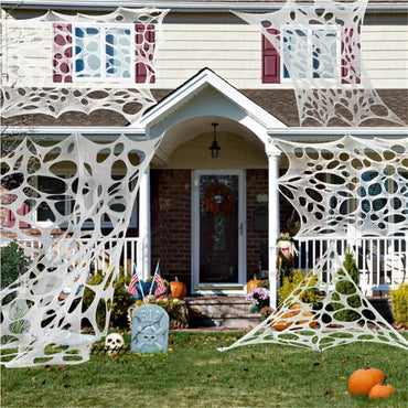 Beef Netting Halloween Spider Webs Decorations,500sqft Stretchy Beef Netting for Halloween Decor, Spooky Spider Web for Haunted House,Decorations Spider Webs Outdoor