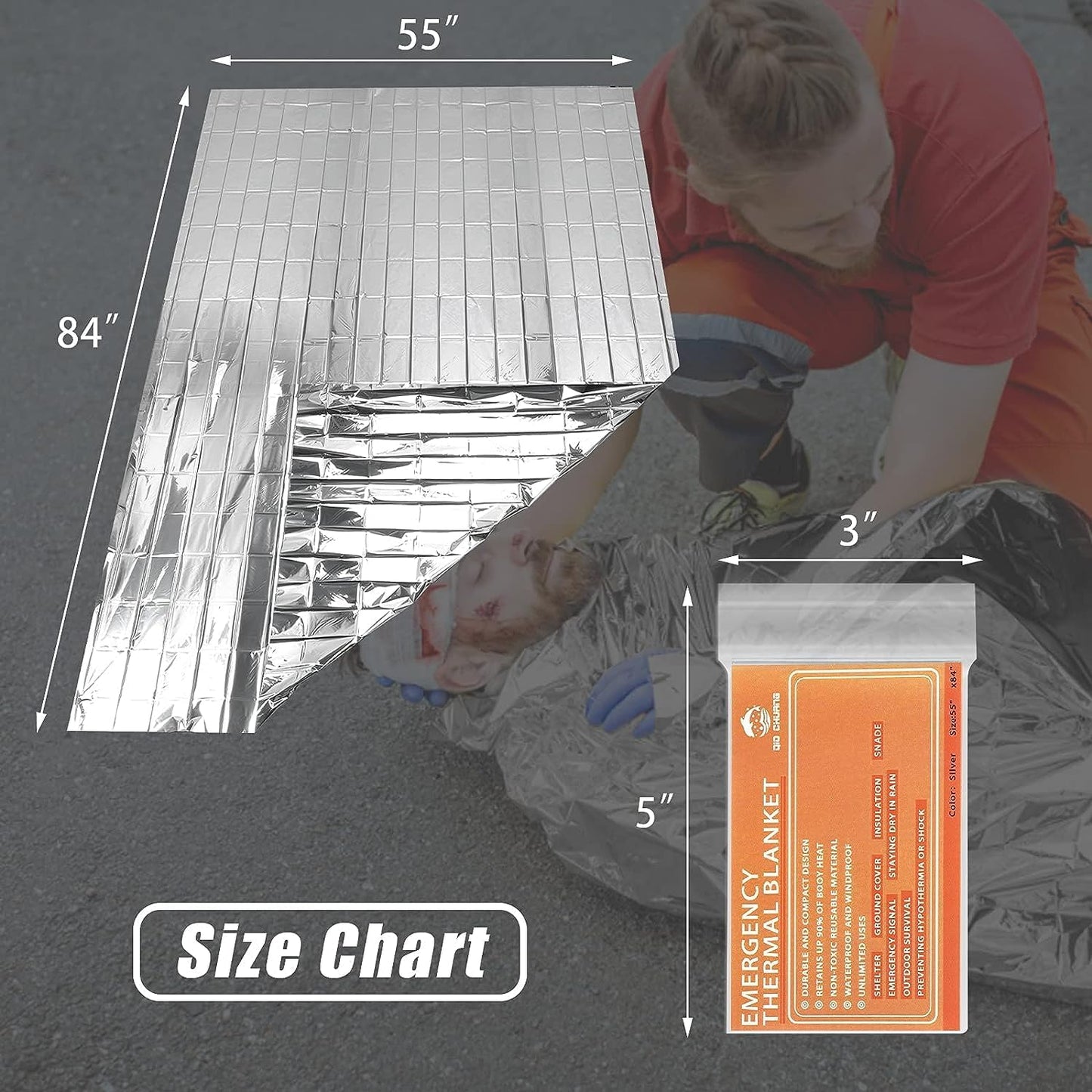 Emergency Mylar Thermal Blankets -Space Blanket Survival kit Camping Blanket (4-Pack). Perfect for Outdoors, Hiking, Survival, Bug Out Bag ,Marathons or First Aid 1
