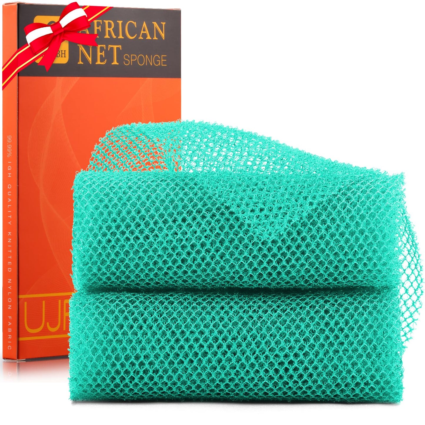 UJFQBH 3 Pieces African Bath Sponge African Net Long Net Bath Sponge Exfoliating Shower Body Scrubber Back Scrubber Skin Smoother,Great for Daily Use (Pink,Yellow,Purple)