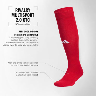 adidas Rivalry Field Team Sports Socks for Men, Women, Youth, Boys and Girls, Moisture-Wicking, NCAA Compliant