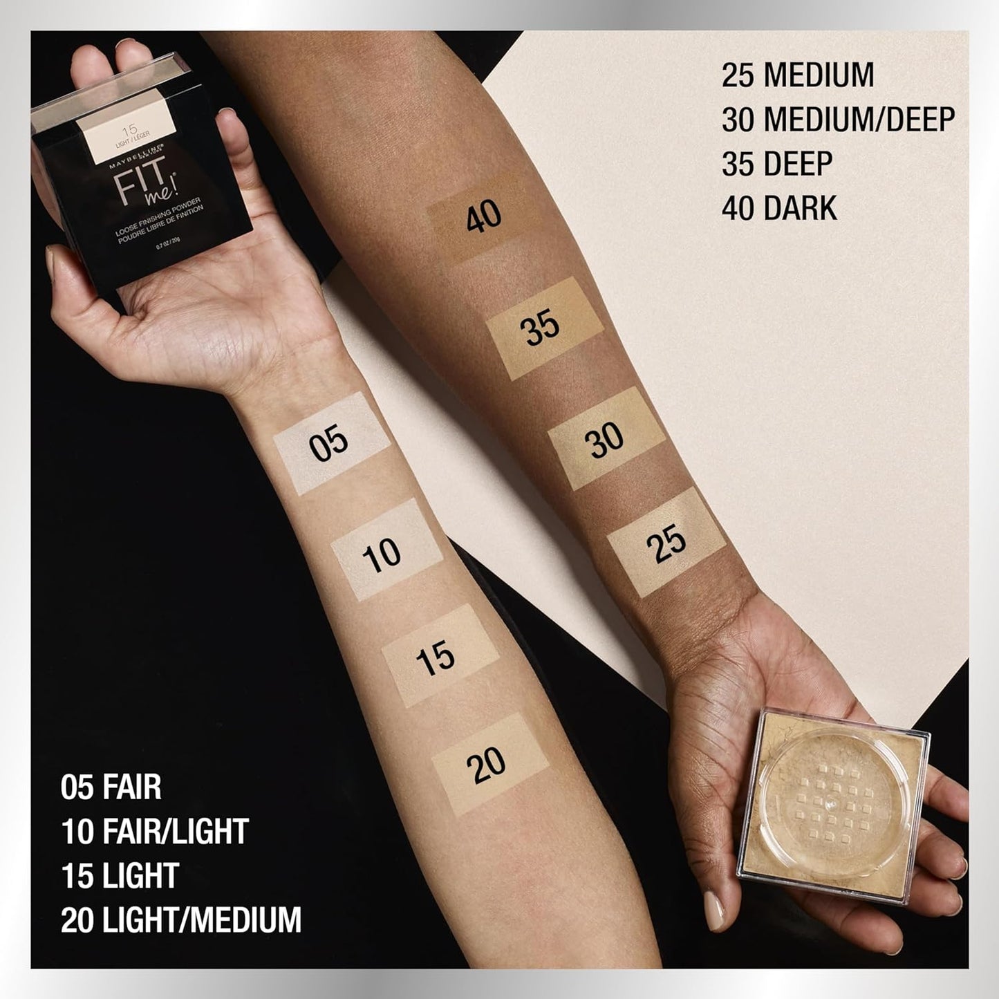 Maybelline Fit Me Loose Setting Powder, Face Powder and Finishing Makeup, Fair Light, 1 Count