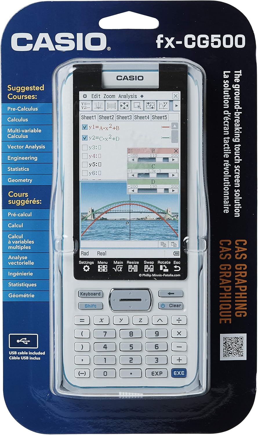 Casio fx-CG500 Graphing Calculator – Touchscreen with Stylus | CAS Functionality, Drag-and-Drop | Ideal for Advanced Math, Calculus & Engineering