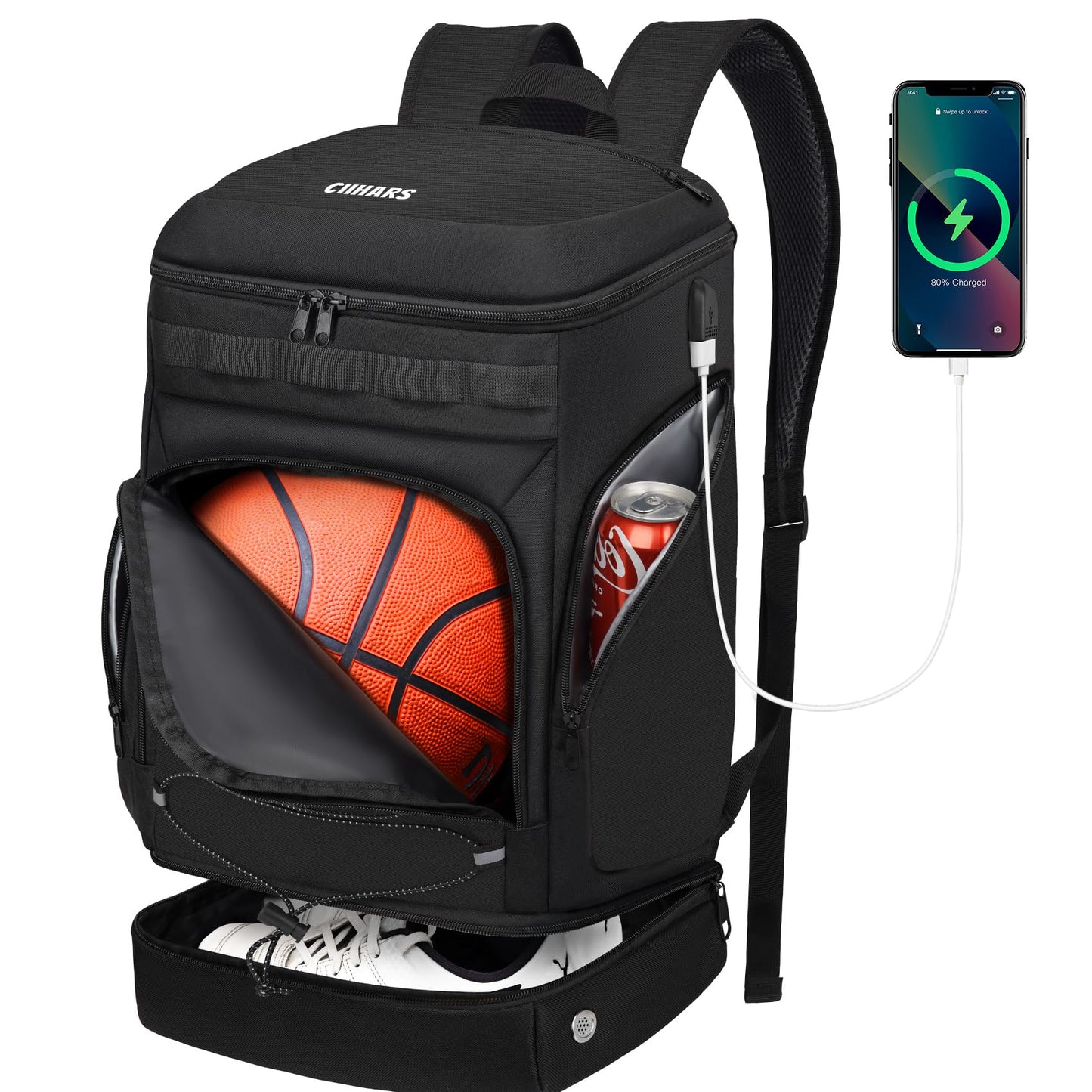 Basketball Backpack Basketball Bag Large Sports Bag with Separate Ball holder & Shoes compartment, Best for Basketball, Soccer,Volleyball,Gym