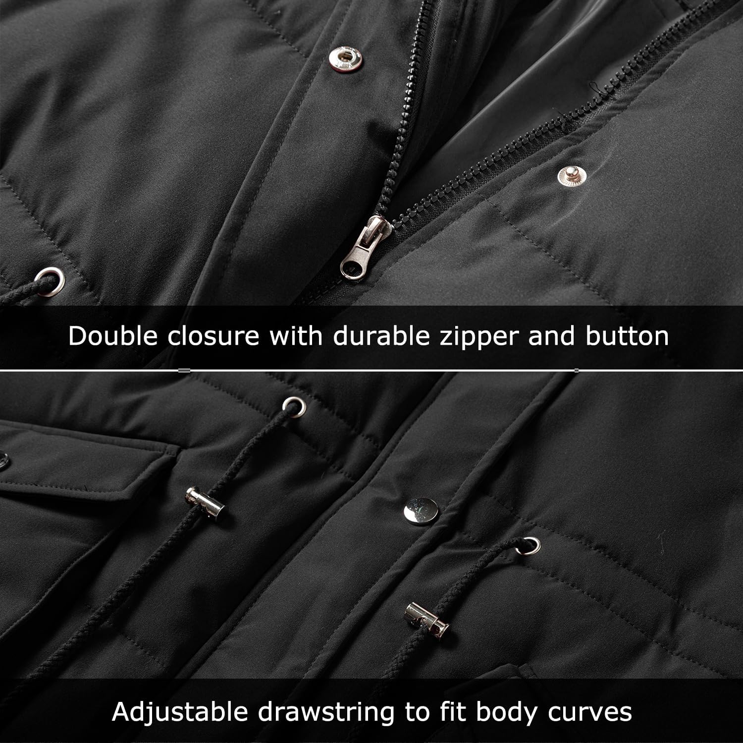 Women's Winter Hooded Coat Waterproof Down Long Jacket Warm Parka Thicken Puffer Coat with Removable Fur Hood