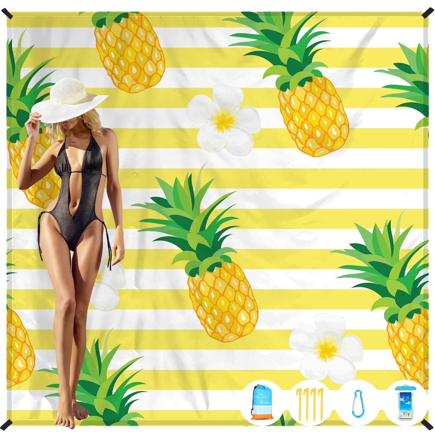 Beach Blanket Oversized Extra Large 78" X 81",Waterproof Sandproof Beach Blanket 1-7 Adults Lightweight Durable for Travel Camping Hiking Picnic