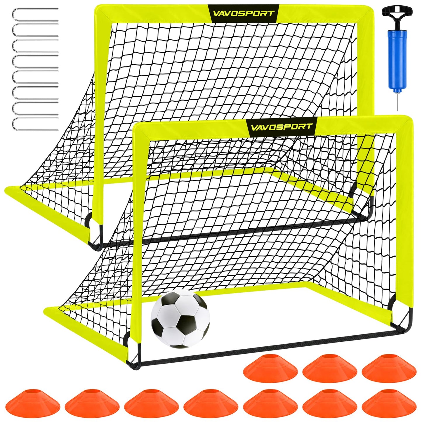 Kids Soccer Goals for Backyard Set - 2 of 4' x 3' Portable Soccer Goal Training Equipment, Pop Up Toddler Soccer Net with Soccer Ball, Soccer Set for Kids and Youth Games, Sports