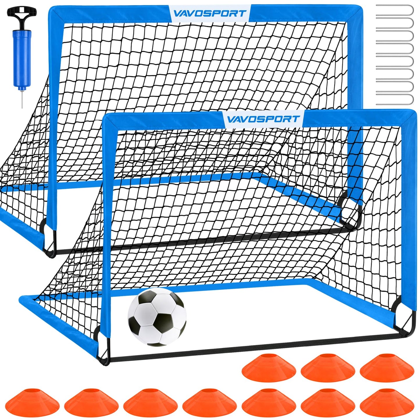 Kids Soccer Goals for Backyard Set - 2 of 4' x 3' Portable Soccer Goal Training Equipment, Pop Up Toddler Soccer Net with Soccer Ball, Soccer Set for Kids and Youth Games, Sports